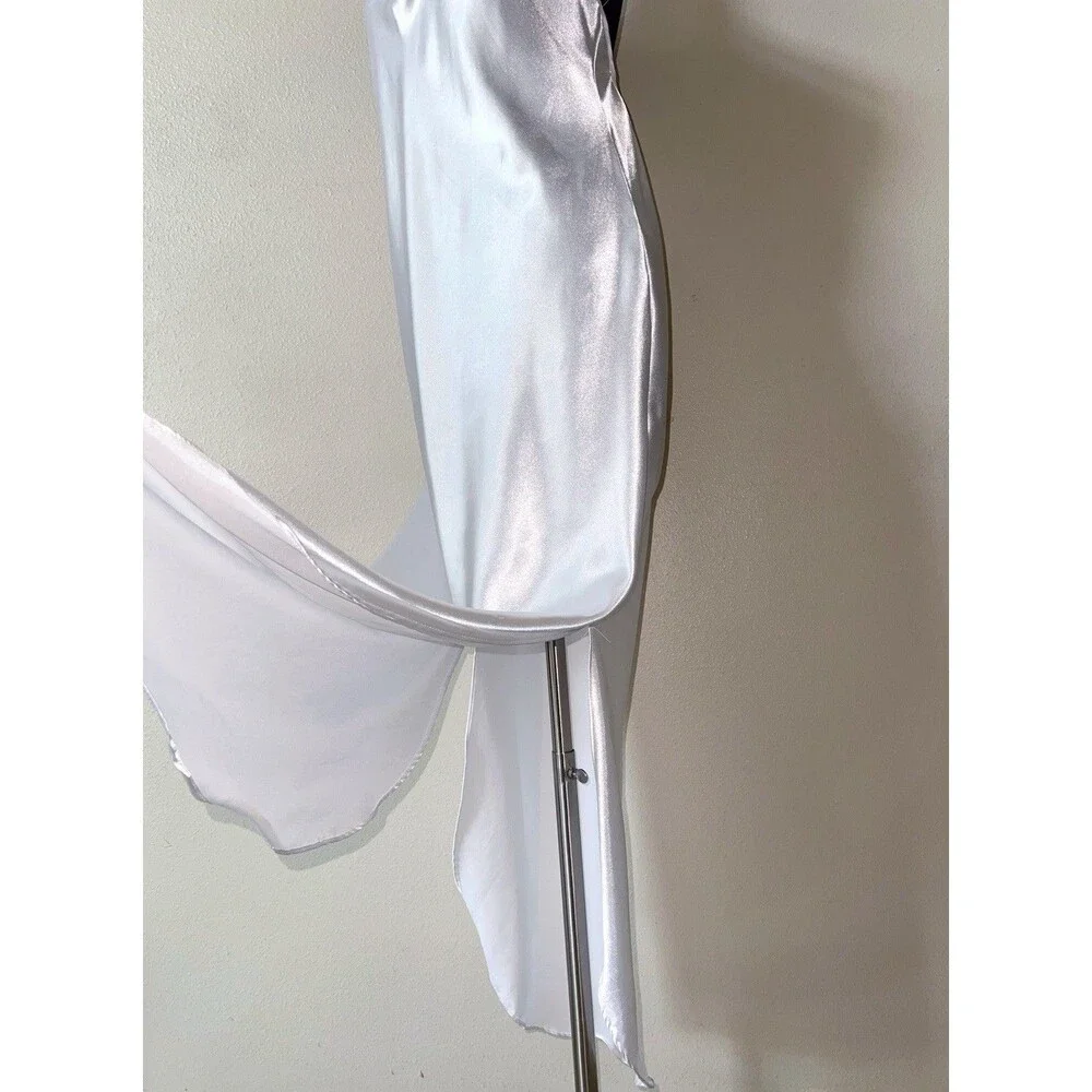VTG Faris White Satin Slip Dress Large Maxi Open Back Bridal Lingerie 90s USA